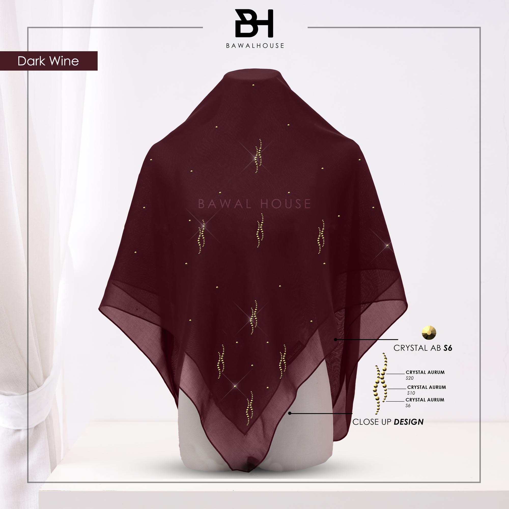 Bawal Dayang Luxe BH32 (Dark Wine)