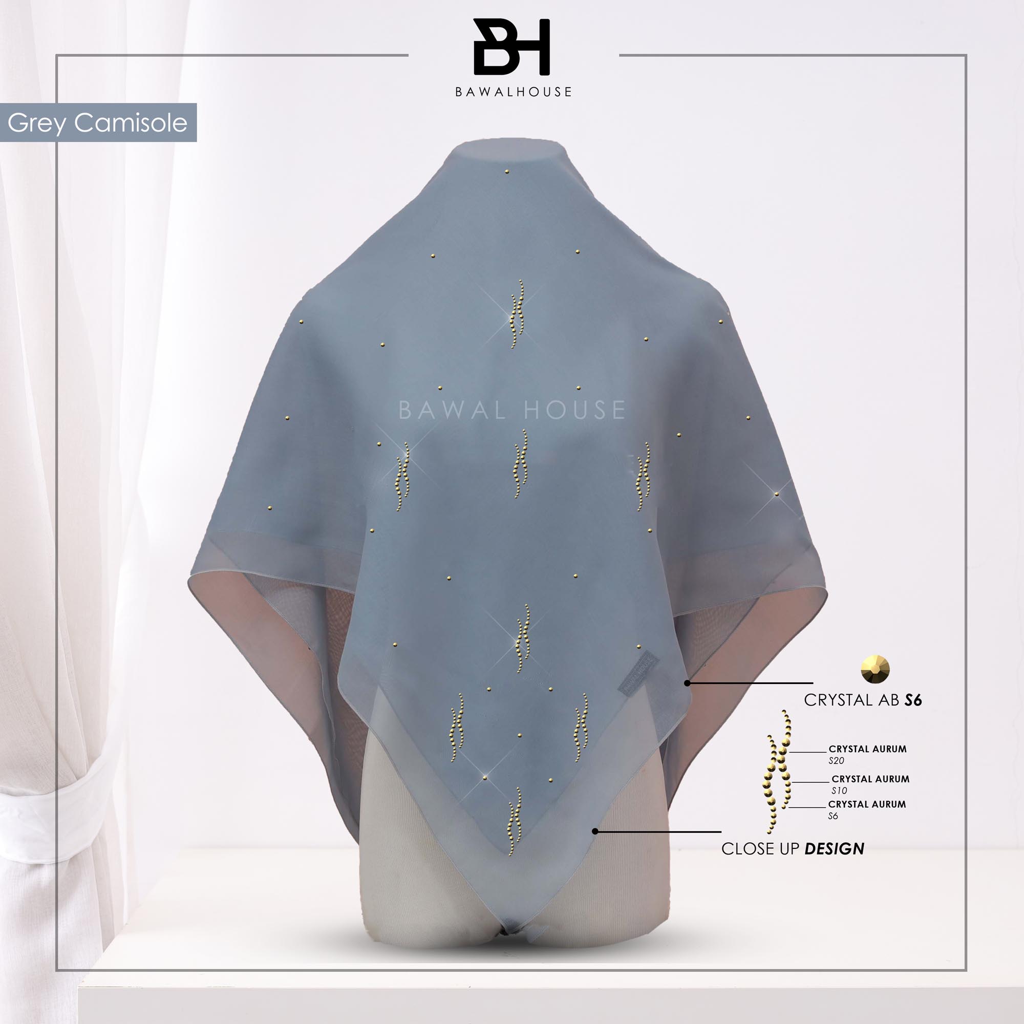 Bawal Dayang Luxe BH57 (Grey Camisole)