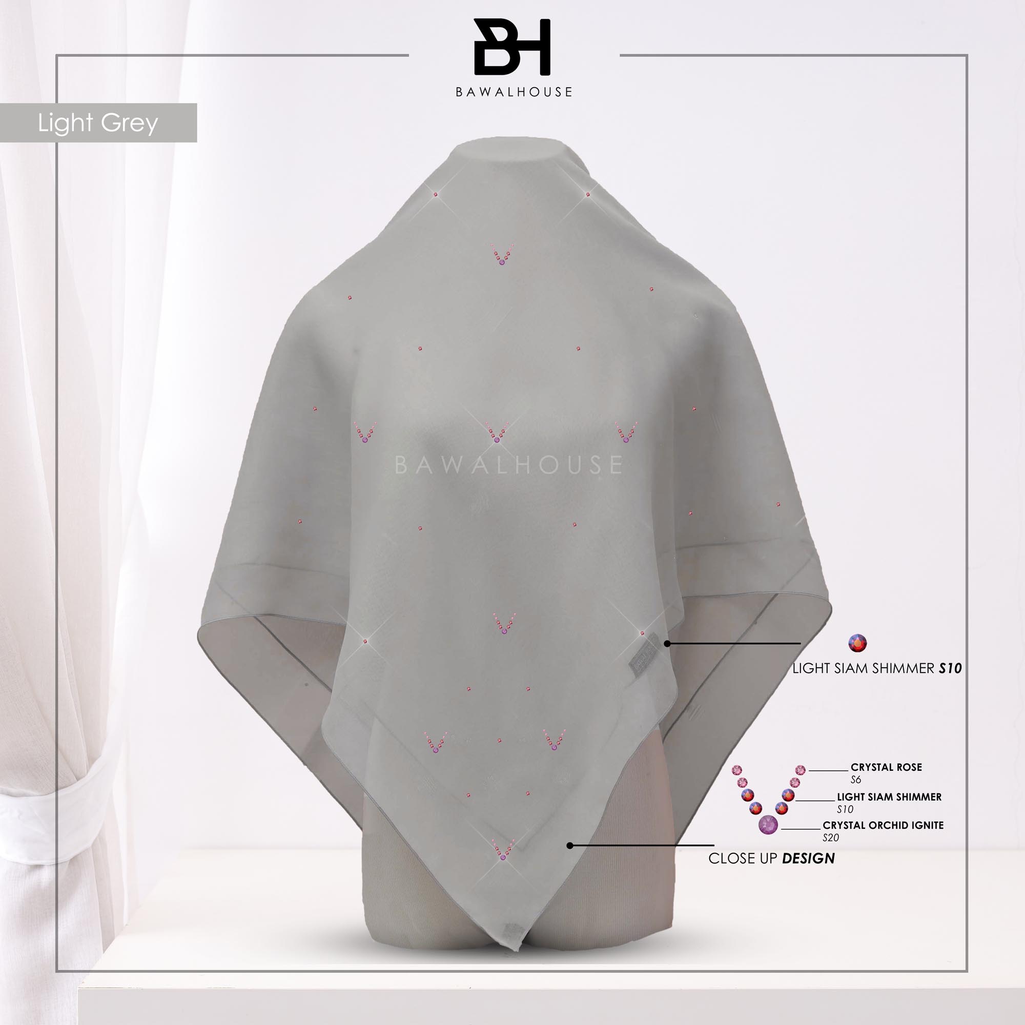 Bawal Safeeya Luxe BH53 (Light Grey)