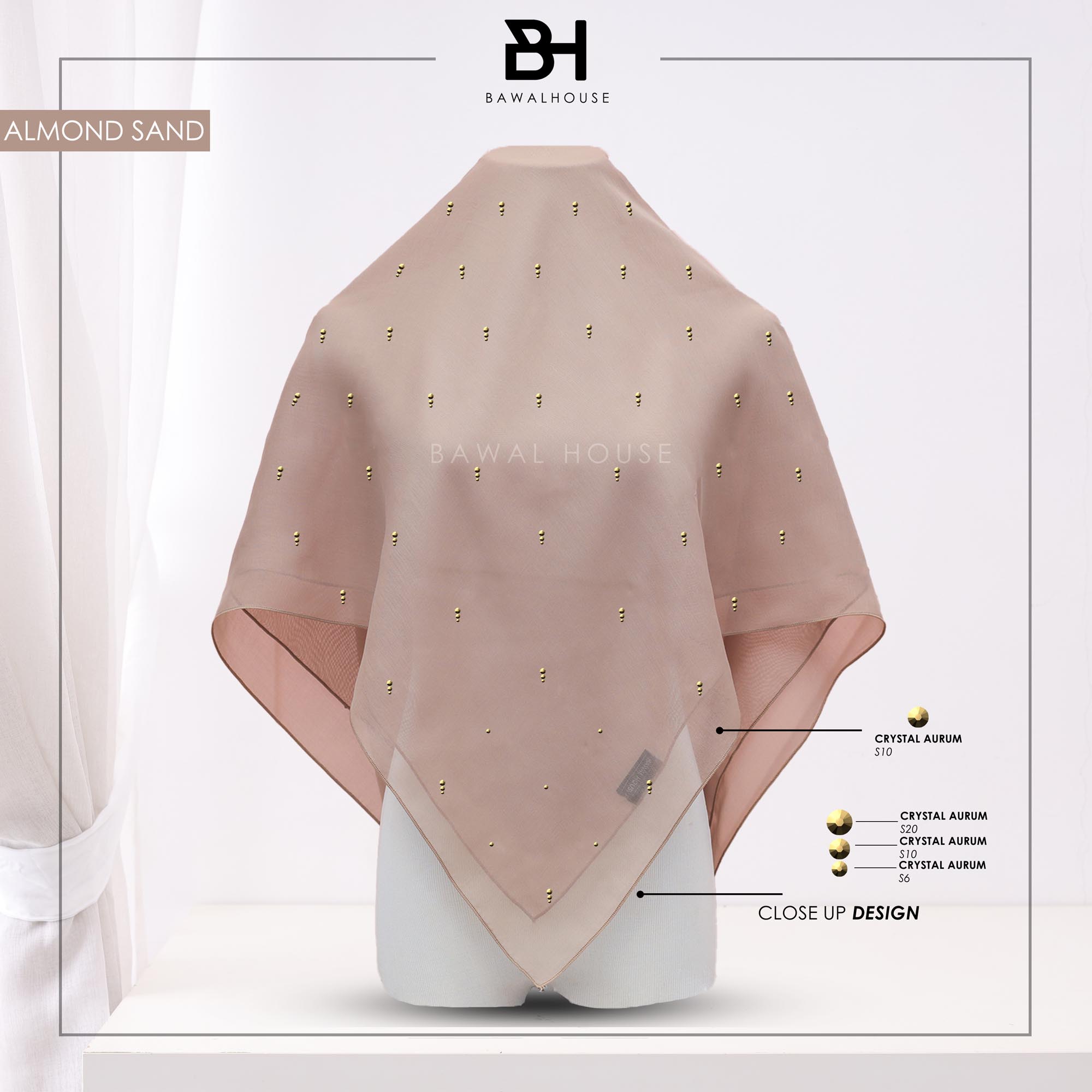 Bawal Mutiara Raindrop Luxe BH14 (Almond Sand)