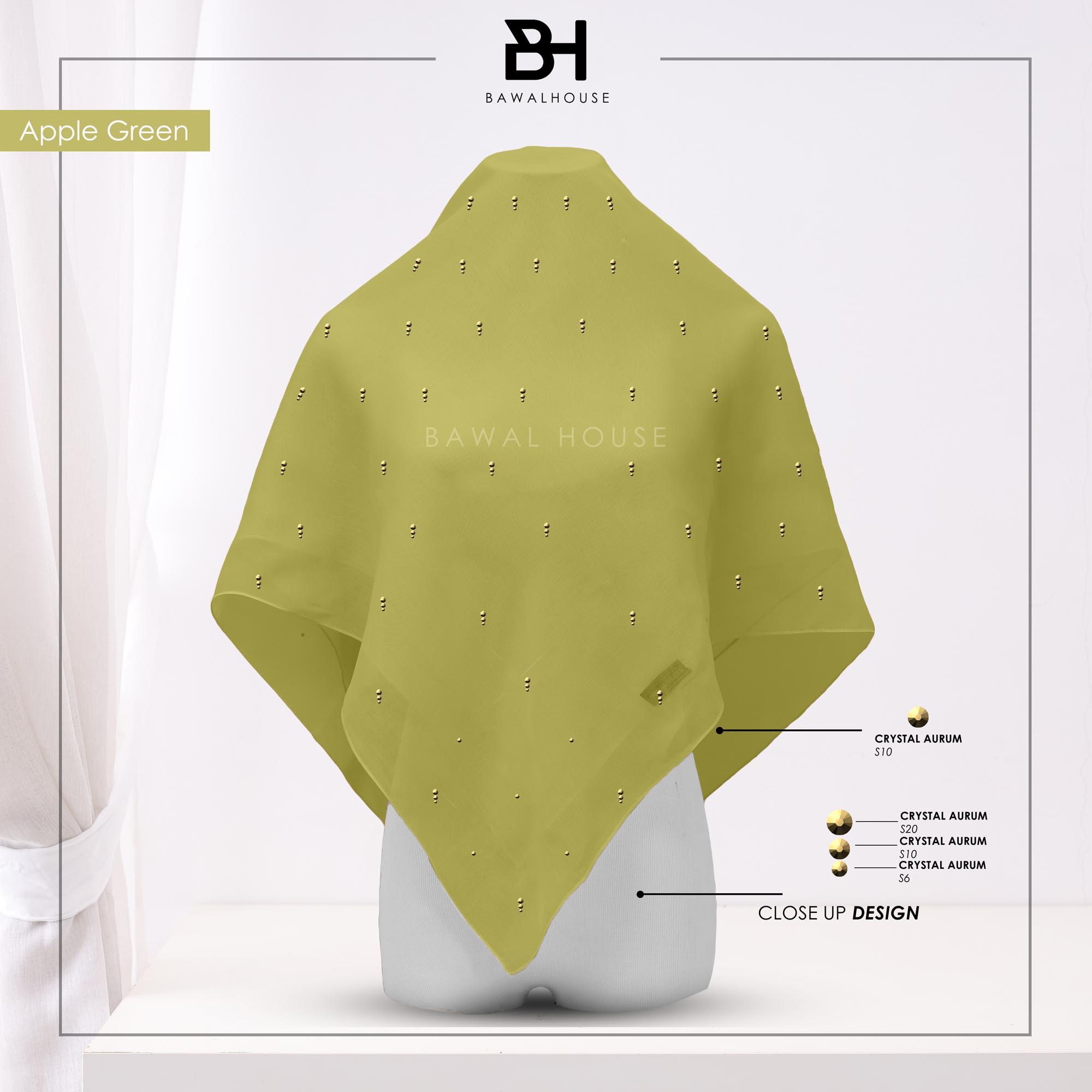 Bawal Mutiara Raindrop Luxe BH52 (Apple Green)