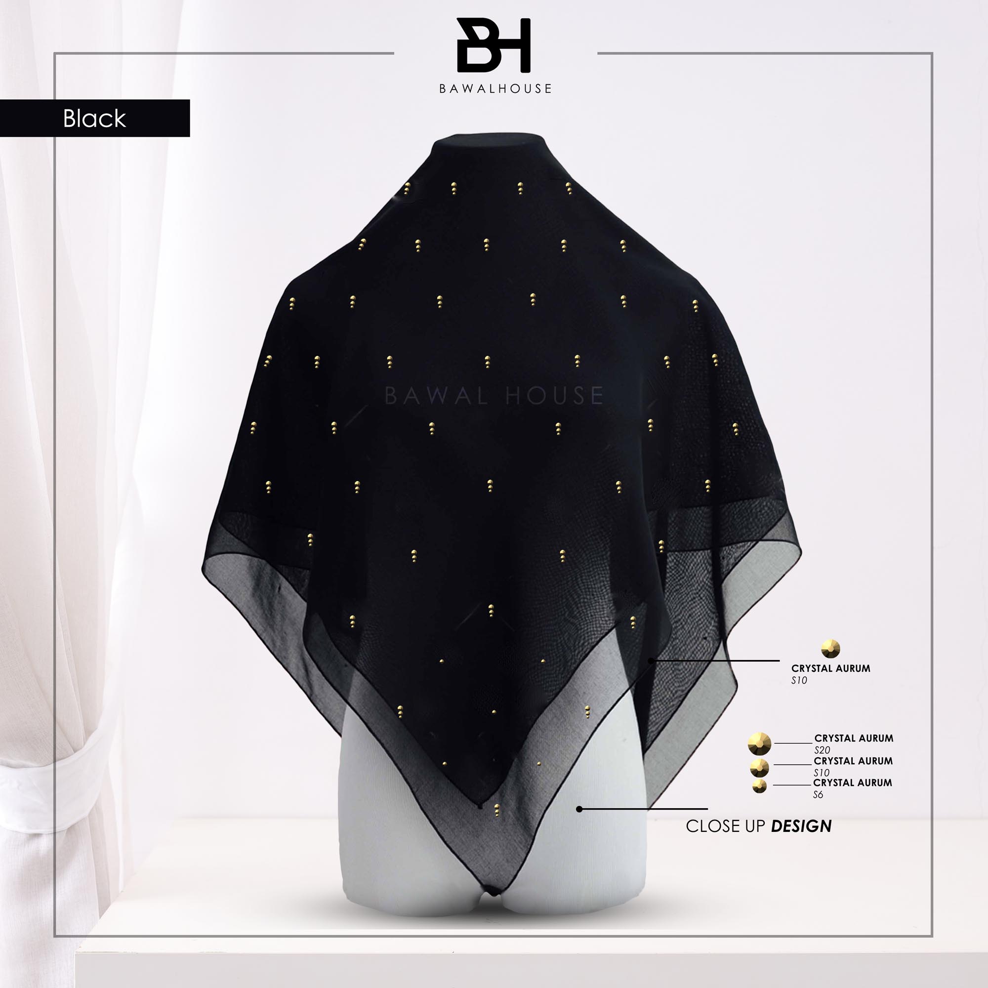 Bawal Mutiara Raindrop Luxe BH01 (Black)