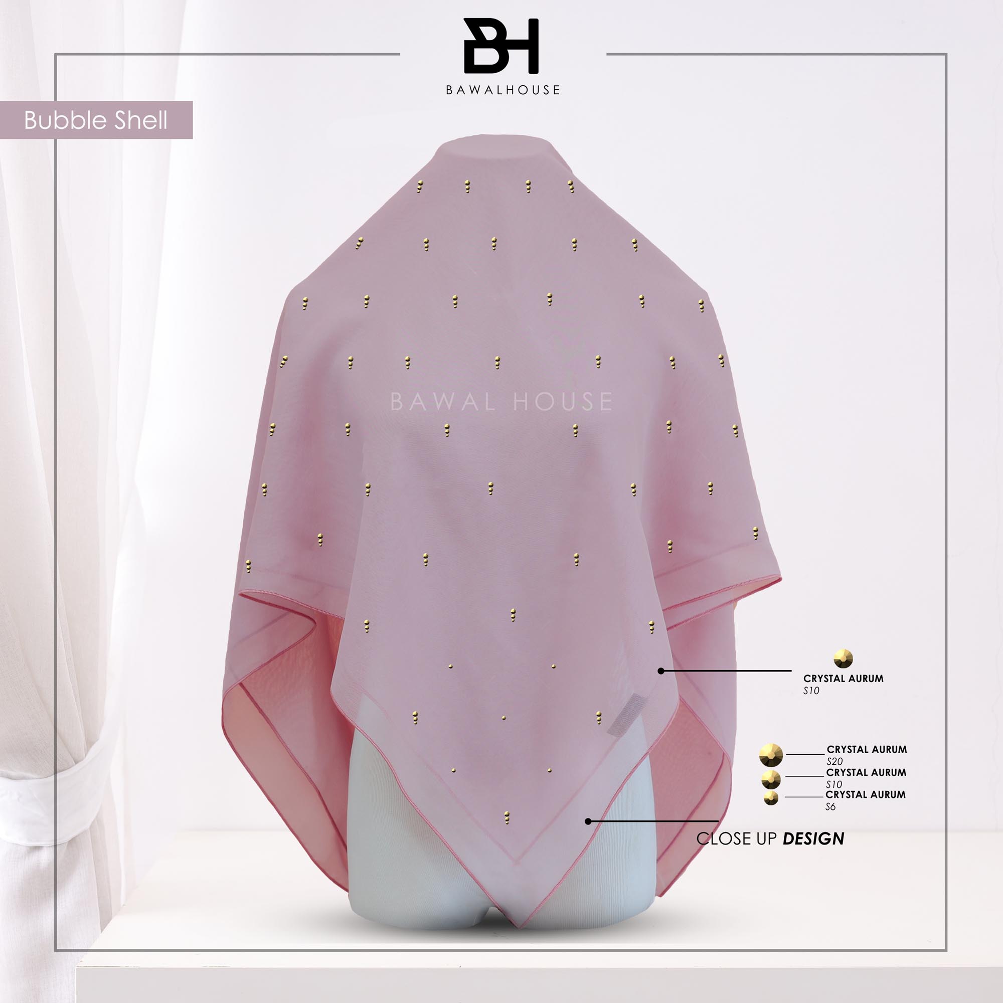 Bawal Mutiara Raindrop Luxe BH25 (Bubble Shell)