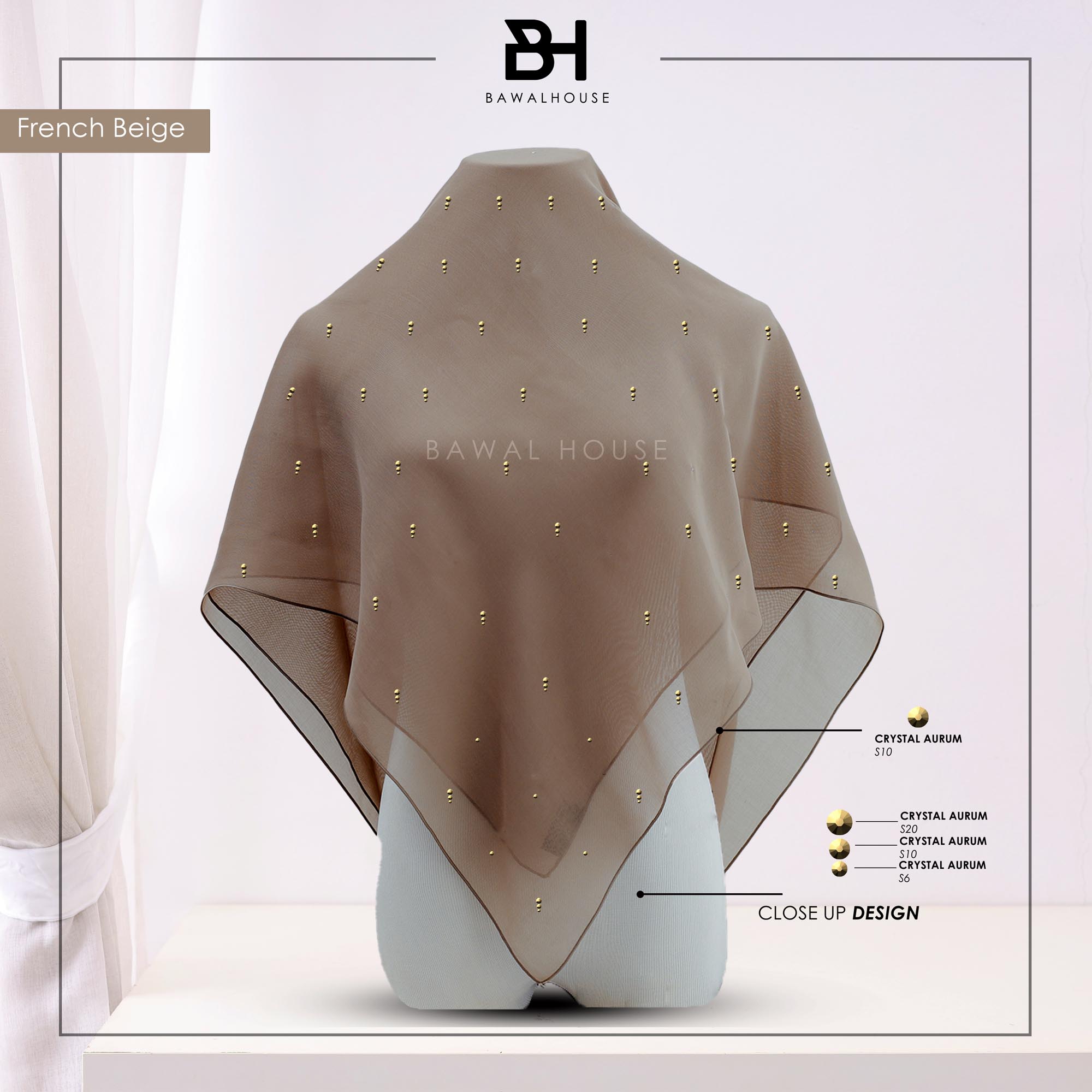 Bawal Mutiara Raindrop Luxe BH60 (French Beige)