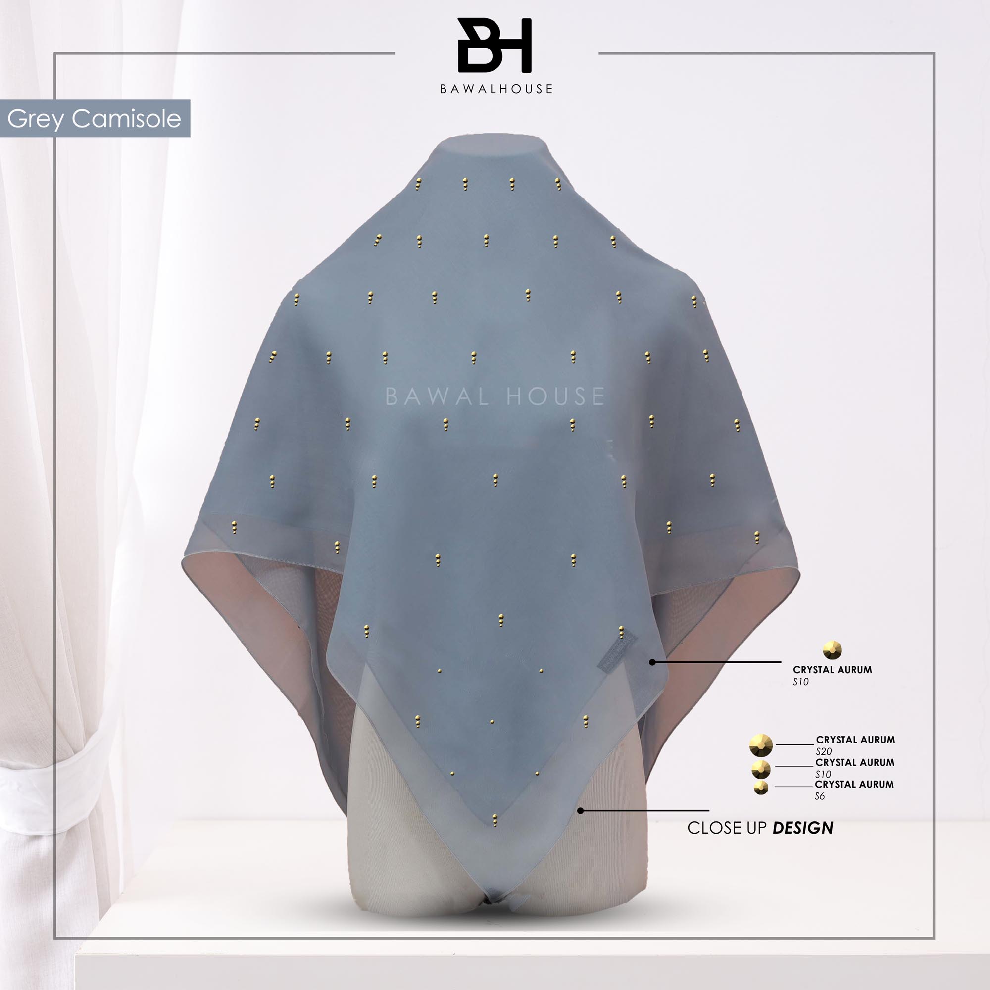 Bawal Mutiara Raindrop Luxe BH57 (Grey Camisole)