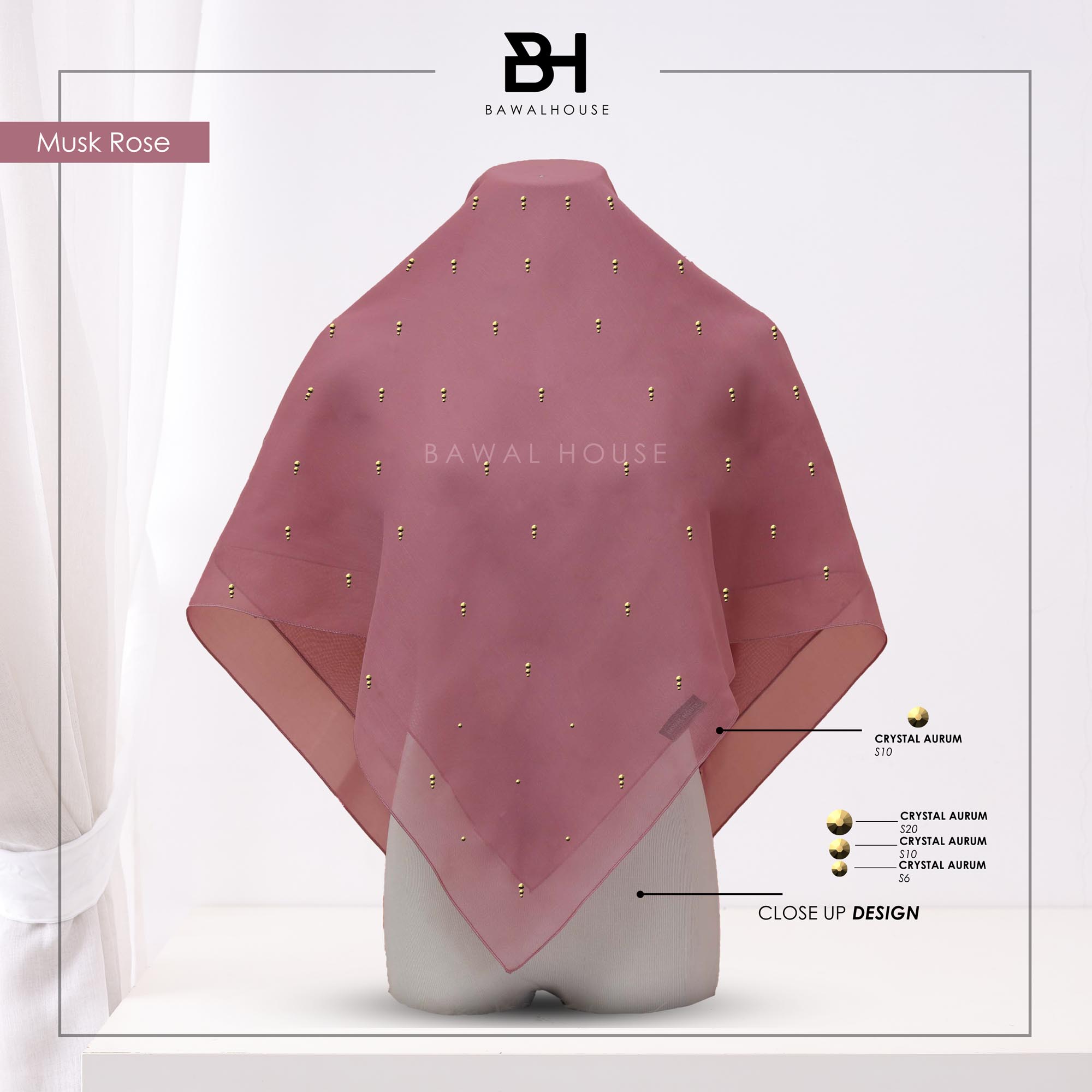 Bawal Mutiara Raindrop Luxe BH28 (Musk Rose)