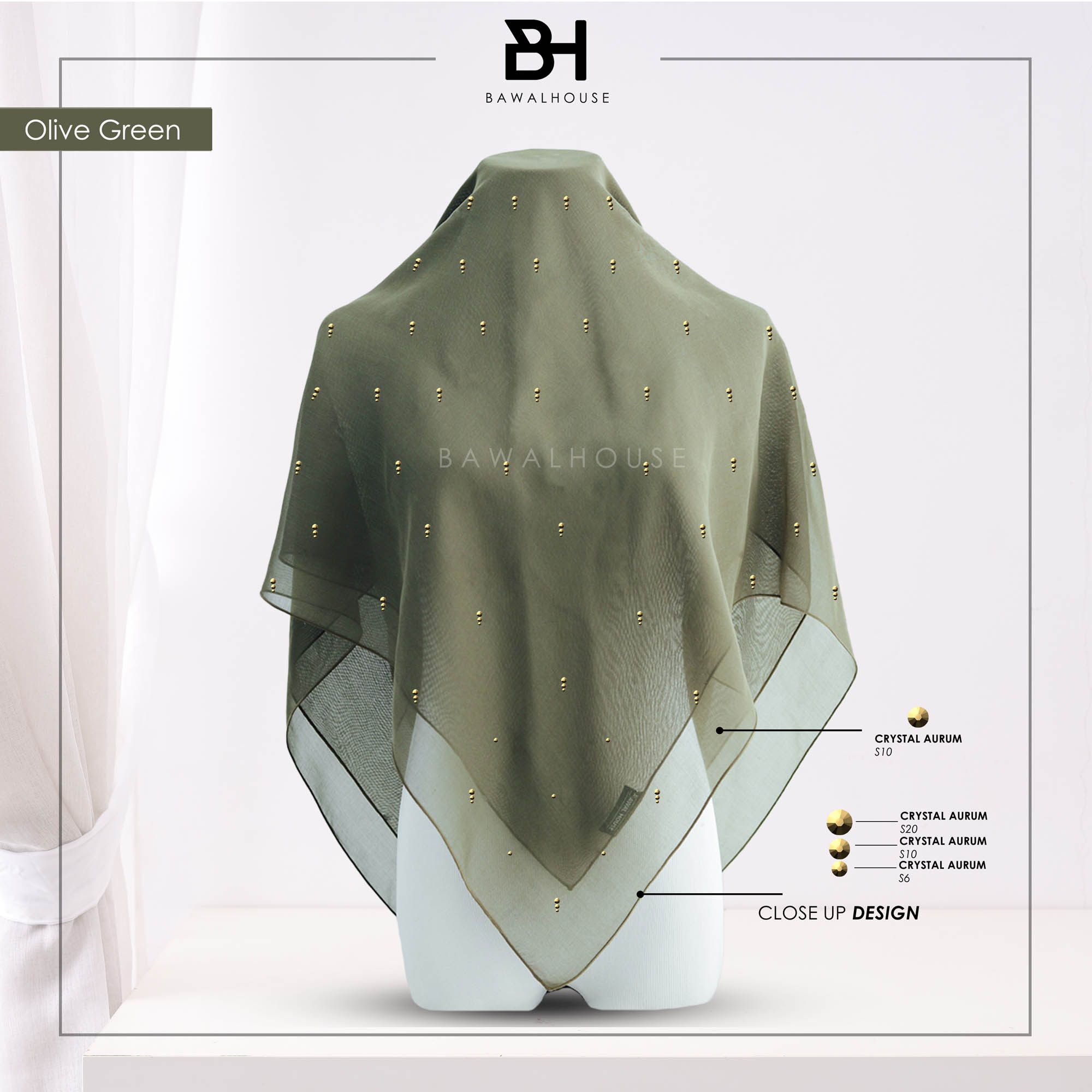 Bawal Mutiara Raindrop Luxe BH50 (Olive Green)