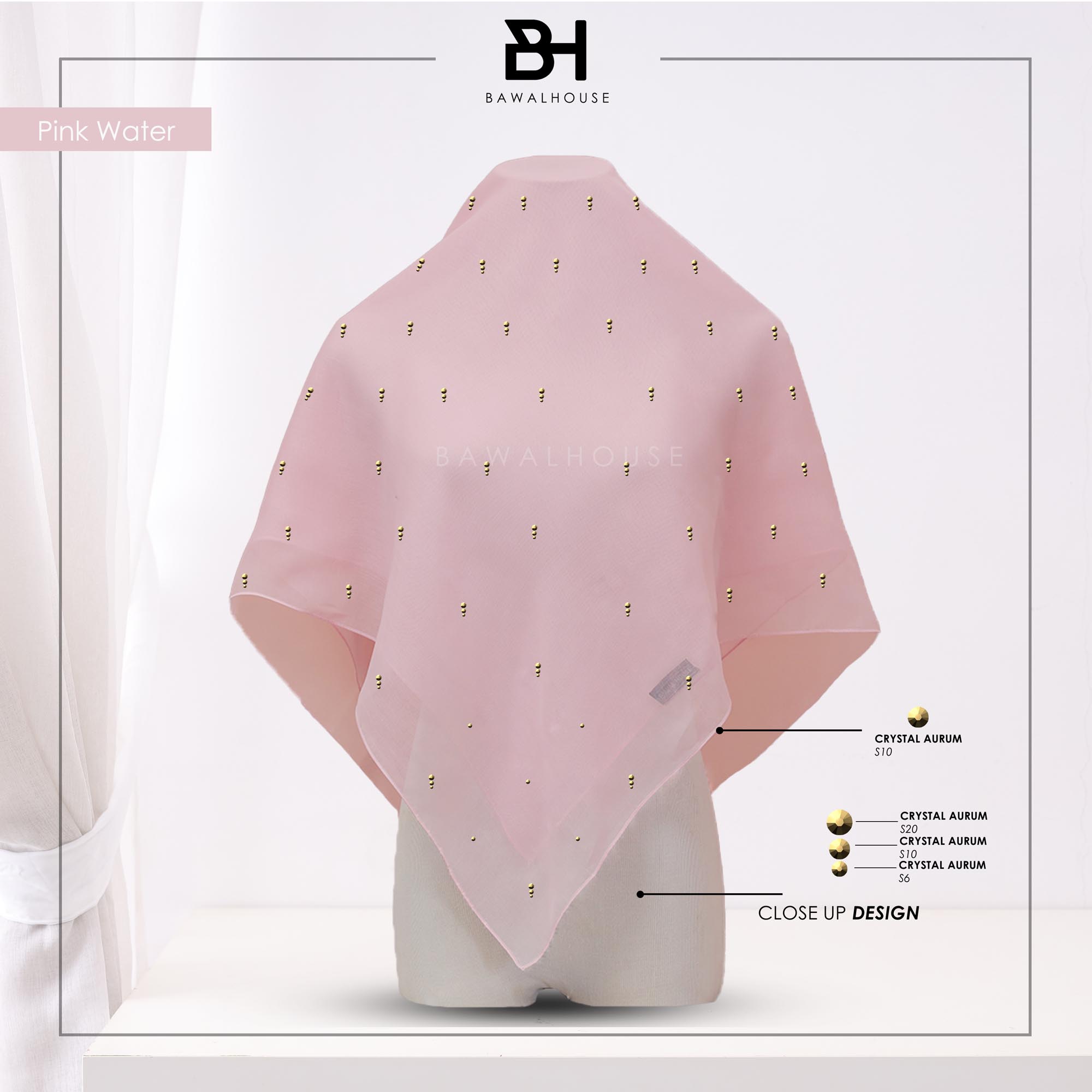 Bawal Mutiara Raindrop Luxe BH22 (Pink Water)