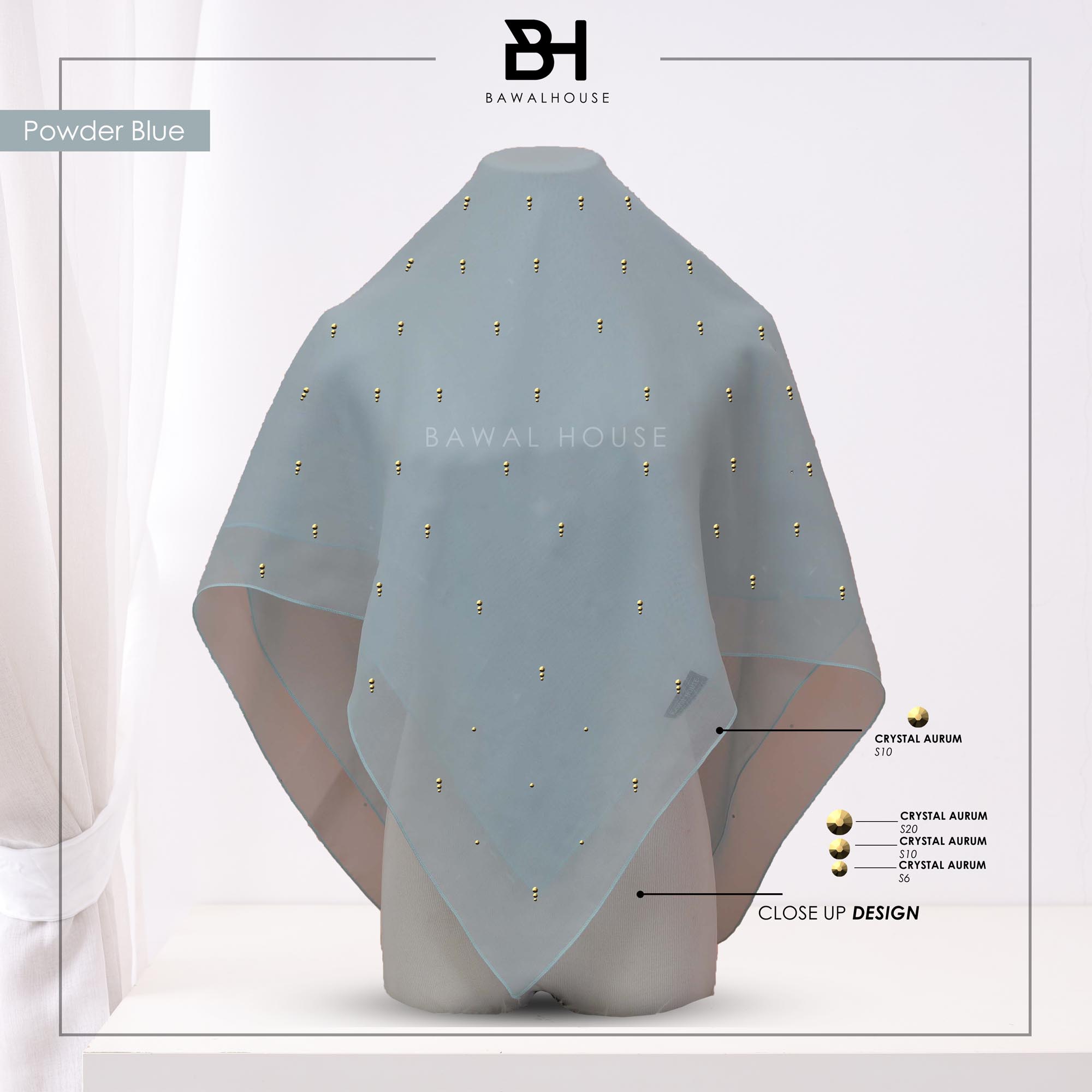 Bawal Mutiara Raindrop Luxe BH45 (Powder Blue)
