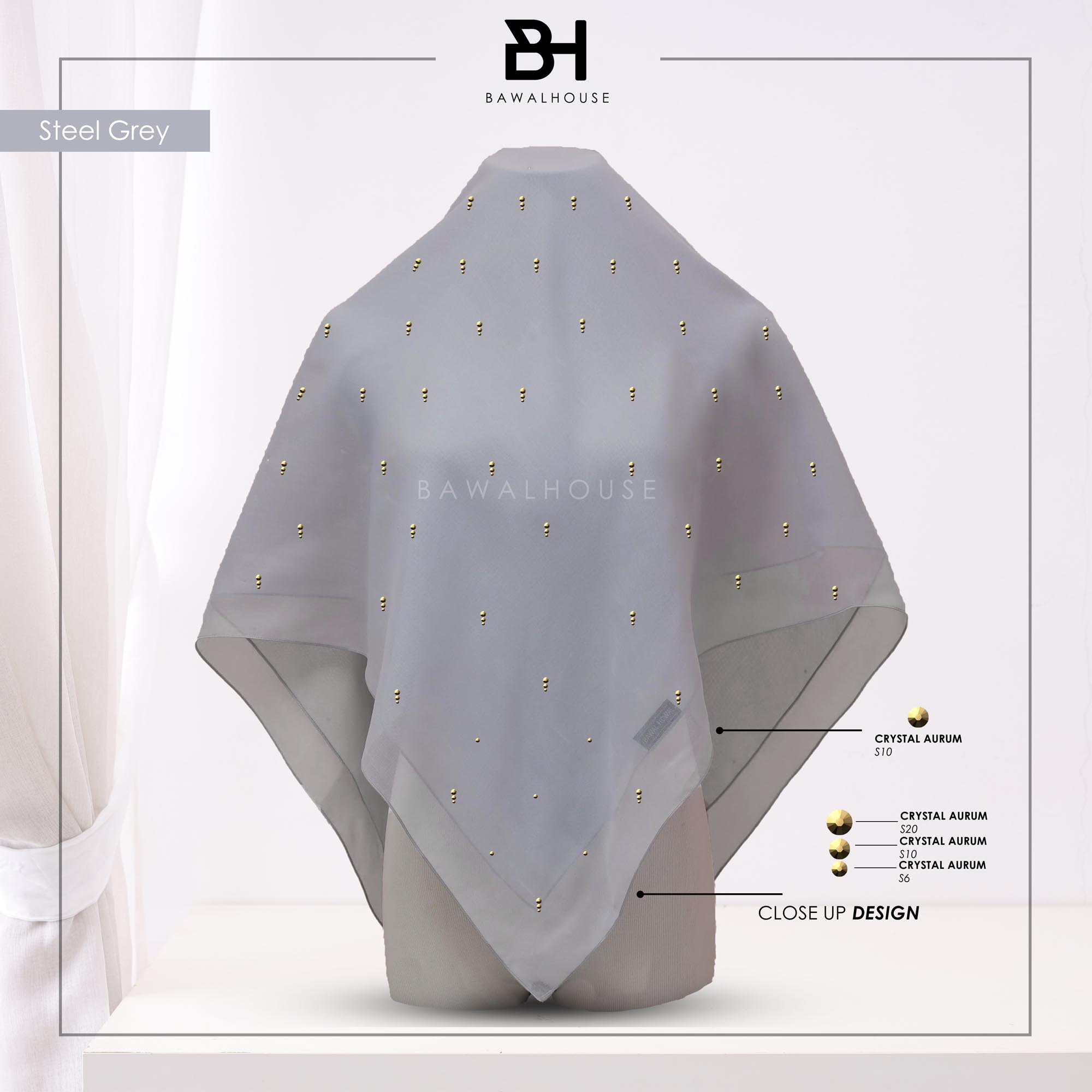 Bawal Mutiara Raindrop Luxe BH55 (Steel Grey)