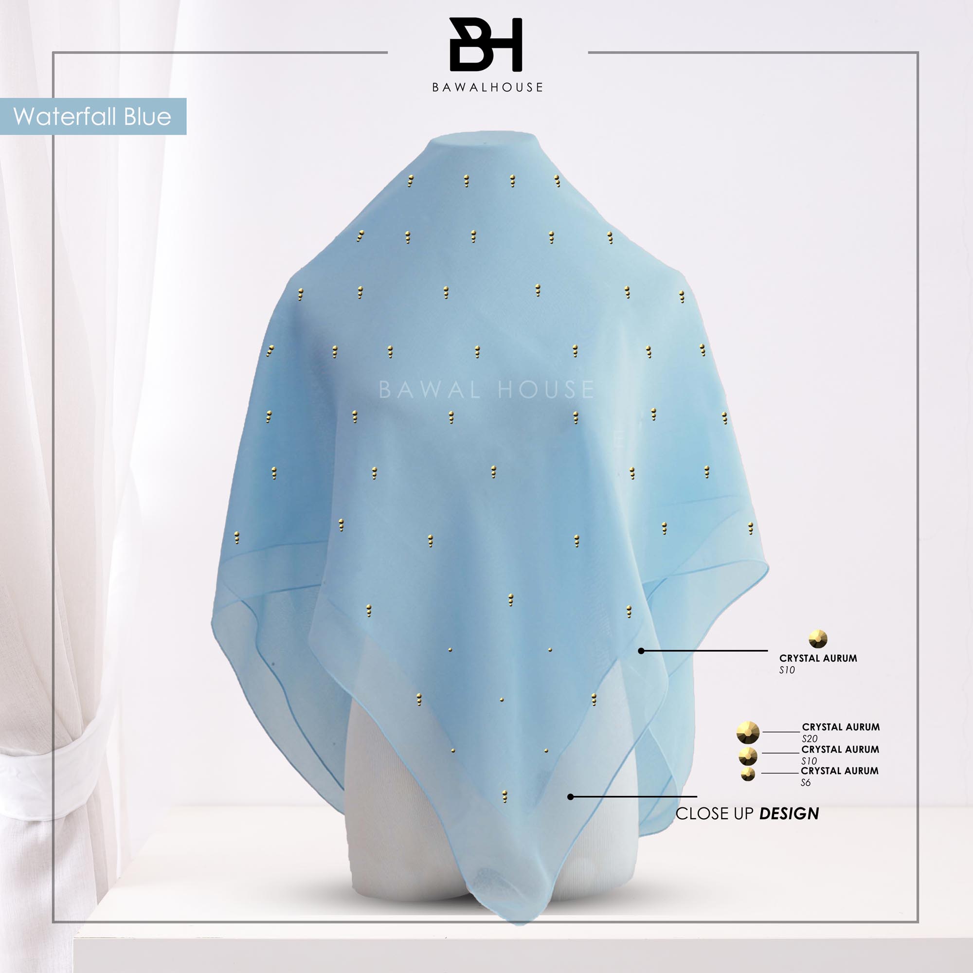Bawal Mutiara Raindrop Luxe BH38 (Waterfall Blue)